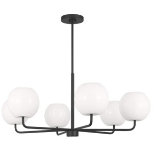 Generation Lighting GLC1066MBK Rory 6-Light Midnight Black Large Chandelier 120 Volt 60 Watts Max