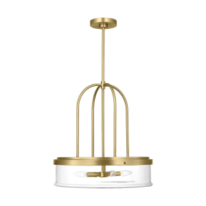Generation Lighting GLP1064SB Anders 4 Light Large Pendant Clear Glass Geometric Pendant Norman 120V 60 Watts Max Satin Brass Finish