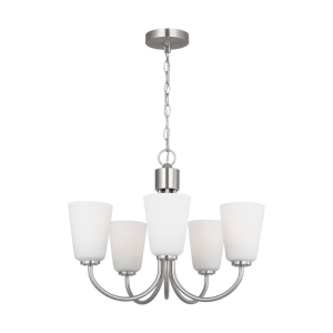 Generation Lighting GLC1115BS Miles 5-Light Brushed Nickel Cylinder Chandelier 120 Volt 75 Watts Max