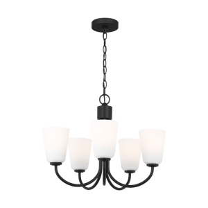 Generation Lighting GLC1115MBK Miles 5-Light Midnight Black Cylinder Chandelier 120 Volt 75 Watts Max