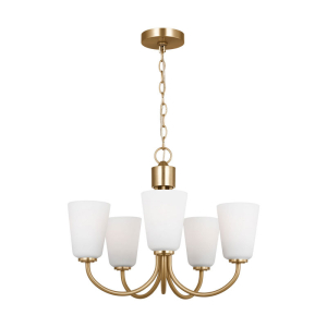 Generation Lighting GLC1115SB Miles 5-Light Satin Brass Cylinder Chandelier 120 Volt 75 Watts Max