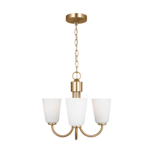 Generation Lighting GLC1123SB Miles 3-Light Satin Brass Cylinder Chandelier 120 Volt 75 Watts Max