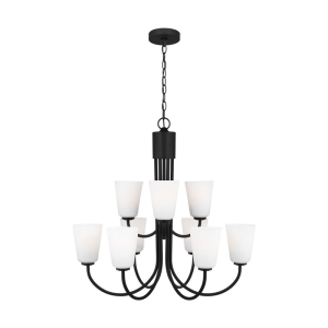 Generation Lighting GLC1139MBK Miles 9-Light Midnight Black Cylinder Chandelier 120 Volt 75 Watts Max