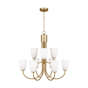 Generation Lighting GLC1139SB Miles 9-Light Satin Brass Cylinder Chandelier 120 Volt 75 Watts Max