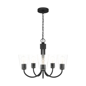 Generation Lighting GLC1145MBK Miles 5-Light Midnight Black Cylinder Chandelier 120 Volt 75 Watts Max