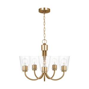Generation Lighting GLC1145SB Miles 5-Light Satin Brass Cylinder Chandelier 120 Volt 75 Watts Max