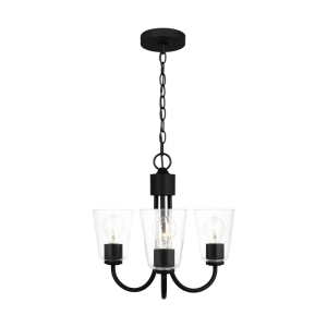 Generation Lighting GLC1153MBK Miles 3-Light Midnight Black  Cylinder Chandelier 120 Volt 75 Watts Max