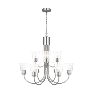 Generation Lighting GLC1169BS Miles 9-Light Brushed Nickel Cylinder Chandelier 120 Volt 75 Watts Max