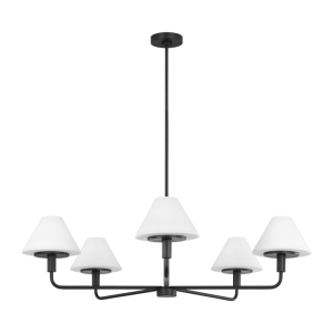 Generation Lighting GLC1235MBK Mendota 5 Light Chandelier Midnight Black 120V 60 Watts Max