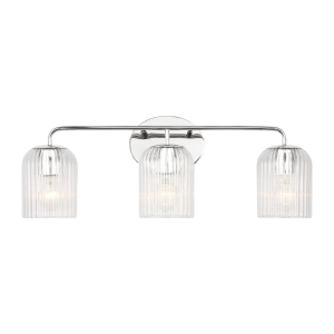 Generation Lighting GLV1133CH Eisele Contemporary Satin Brass 3-Light Vanity Light Fixture 120 Volt 60 Watts Max Chrome Finish