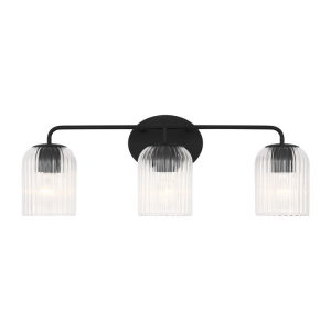 Generation Lighting GLV1133MBK Eisele Contemporary Satin Brass 3-Light Vanity Light Fixture 120 Volt 60 Watts Max Midnight Black Finish