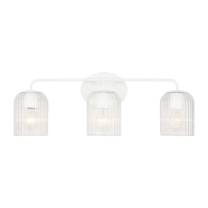 Generation Lighting GLV1133MWT Eisele Contemporary Satin Brass 3-Light Vanity Light Fixture 120 Volt 60 Watts Max Matte White Finish