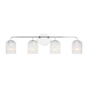 Generation Lighting GLV1134CH Eisele Contemporary Satin Brass 4-Light Vanity Light Fixture 120 Volt 60 Watts Max Chrome Finish