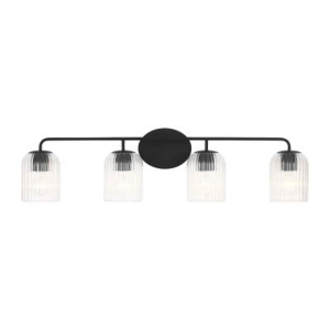 Generation Lighting GLV1134MBK Eisele Contemporary Satin Brass 4-Light Vanity Light Fixture 120 Volt 60 Watts Max Midnight Black Finish