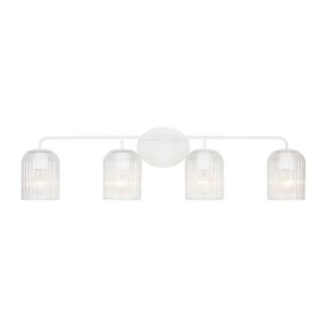 Generation Lighting GLV1134MWT Eisele Contemporary Satin Brass 4-Light Vanity Light Fixture 120 Volt 60 Watts Max Matte White Finish
