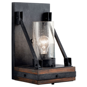 Kichler 43436AUB 1-Light Colerne Wall Sconce Clear Seeded Glass Classic Pewter 100 Watts 120 Volt
