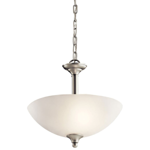 Kichler 43641NI Jolie Pendant 2-Light Satin Etched Cased Opal Glass Brushed Nickel 100 Watts 120 Volt