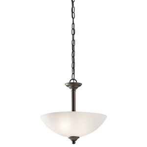 Kichler 43641OZ Jolie Pendant 2-Light Satin Etched Cased Opal Glass Olde Bronze 100 Watts 120 Volt