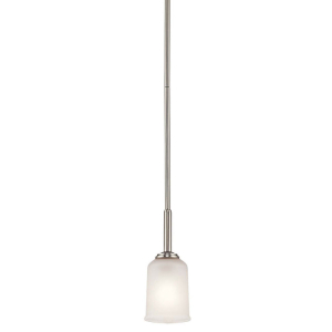 Kichler 43674NI Shailene Chandelier 1-Light Clear Satin Etched Glass Brushed Nickel 100 Watts 120 Volt