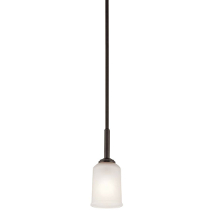 Kichler 43674OZ Shailene Chandelier 1-Light Clear Satin Etched Glass Olde Bronze 100 Watts 120 Volt