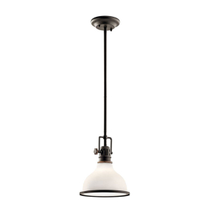 Kichler 43764OZ Hatteras Bay Pendant Clear Fresnel Glass Mini 1-Light Olde Bronze Finish 100 Watts 120 Volt