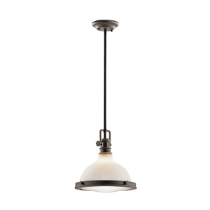 Kichler 43765OZ Hatteras Bay Pendant Clear Fresnel Glass 1-Light Metal Dome Shade Olde Bronze 100 Watts 120 Volt