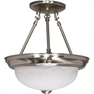 Nuvo 60-201 60 Watt 2 Light LED - Semi Flush with Alabaster Glass - Brushed Nickel Finish