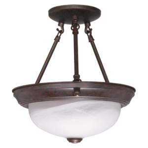 Nuvo 60-209 60 Watt 2 Light LED - Semi Flush with Alabaster Glass - Old Bronze Finish