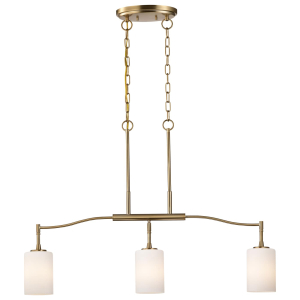 Satco/Nuvo 60-8208 Liam 3 Light Island Pendant 120 Volts 60 Watts  Burnished Brass Finish 