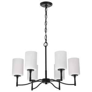 Satco/Nuvo 60-8216 Liam 6 Light Chandelier 120 Volts 60 Watts E26 Base Matte Black Finish 