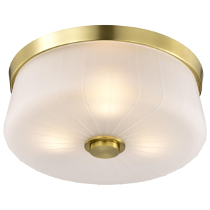Satco/Nuvo  60-8230 Lune 3 Light Flush Mount 120 Volt 60 Watts E26 Base Vintage Brass Finish 
