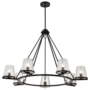 Satco/Nuvo 60-8259 Valentine 7 Light Chandelier 120 Volt E12 Base Black Finish