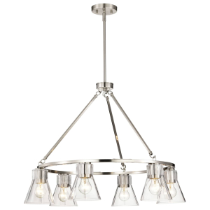 Satco/Nuvo 60-8335  Gianna 6 Light Chandelier 120 Volts 34 Watts Brushed Nickel Finish