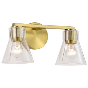 Satco/Nuvo 60-8342 Gianna 2 Light Vanity 120 Volts 60 Watts E26 Base Vintage Brass Finish 