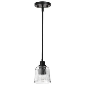 Satco/Nuvo 60-8605 Grayson 1 Light Mini Pendant 120 Volt 100W E26 Base Matte Black Finish