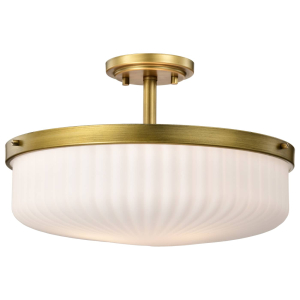 Satco/Nuvo 60-8667 Solara Semi Flush E26 Base Natural Brass Finish