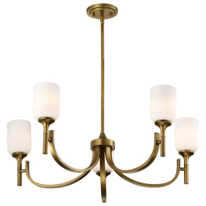 Satco/Nuvo 60-8670  Sylas Solara 5 Light Chandelier 120 Volts 60 Watts Natural Brass Finish 