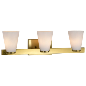Satco/Nuvo 60-8723 Royale 3 Light Vanity 120 Volts 100 Watts E26 Base Burnished Brass Finish 