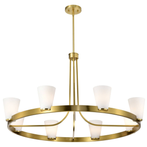 Satco/Nuvo 60-8729  Royale 8 Light Chandelier 120 Volts E26 Base Burnished Brass Finish