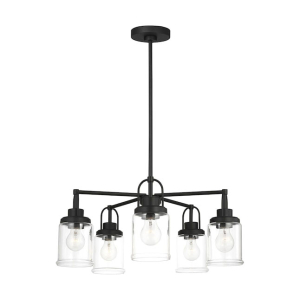 Generation Lighting  GLC1175MBK Anders 5-Light Midnight Black Cylinder Chandelier 120 Volt 60 Watts Max