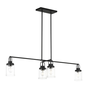 Generation Lighting GLC1184MBK Anders 4-Light Midnight Black Cylinder Chandelier 120 Volt 60 Watts Max