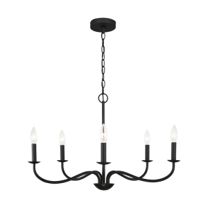 Generation Lighting GLC1205MBK Abells 5 Light Chandelier Midnight Black 120V 60 Watts Max
