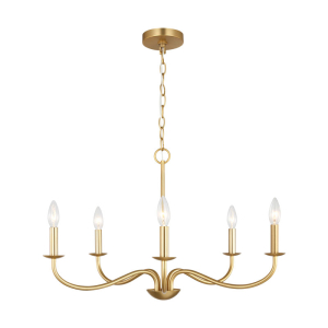 Generation Lighting GLC1205SB Abells 5 Light Chandelier Satin Brass 120V 60 Watts Max