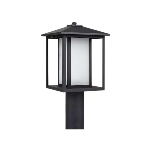 Generation Lighting 89129 Hunnington Post Lantern Etched Seeded Glass 120 Volts 75 Watts Max with Finish Options
