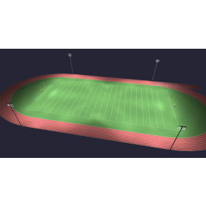Football Field HID Lighting System 50 fc 4 poles 72 fixtures with Controls