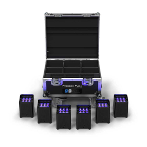 Chauvet DJ FREEDOMFLEXH9IPX6 Freedom Flex H9 IP X6 9 LEDs 90 Watt 120-230 Volt Complete Lighting Package with Six 100% TRUE wireless Battery-operated Lights