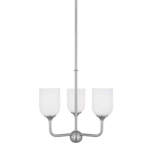 Generation Lighting GLC1073BS Emile 3-Light Brushed Nickel Small Chandelier 120 Volt 75 Watts Max