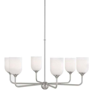 Generation Lighting GLC1096BS Emile 6-Light Brushed Nickel Large Chandelier 120 Volt 75 Watts Max