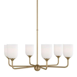 Generation Lighting GLC1096SB Emile 6-Light Satin Brass Large Chandelier 120 Volt 75 Watts Max