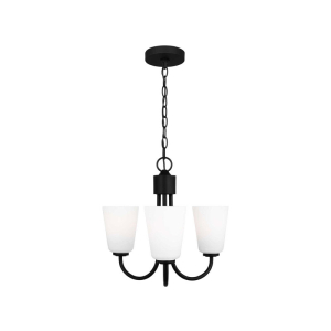 Generation Lighting GLC1123MBK Miles 3-Light Midnight Black Cylinder Chandelier 120 Volt 75 Watts Max